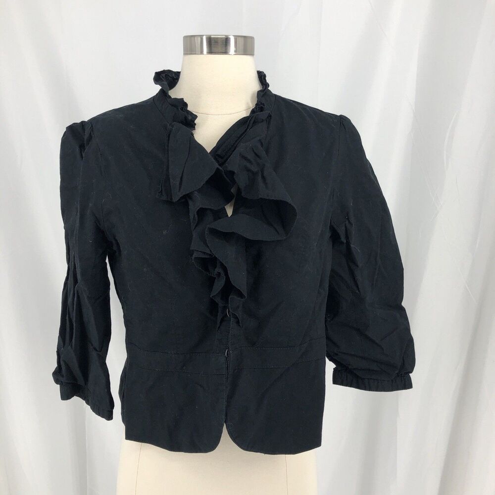 Loft Women's Petite 12  Blouse Ruffle… Hook Closure
